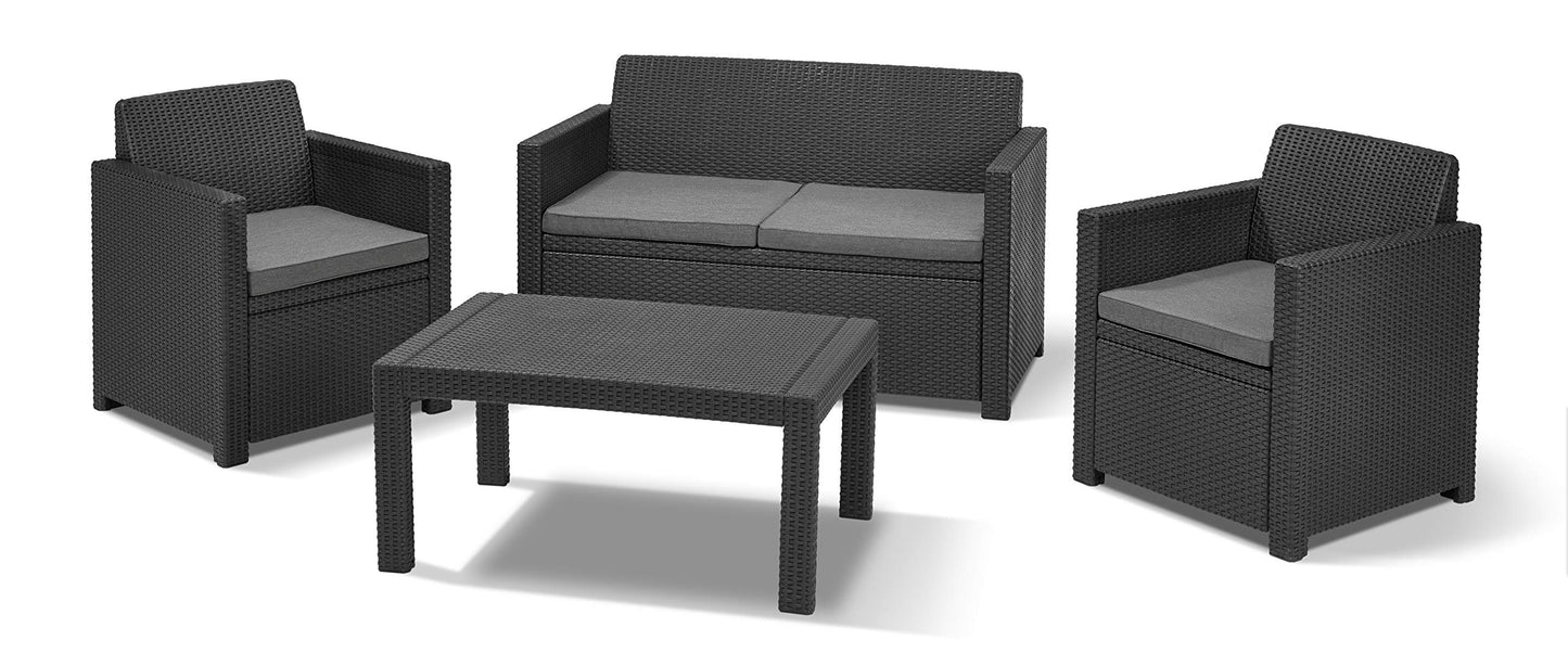 Merano Gartenlounge Set, Sofa, Sessel & Tisch Kunststoff