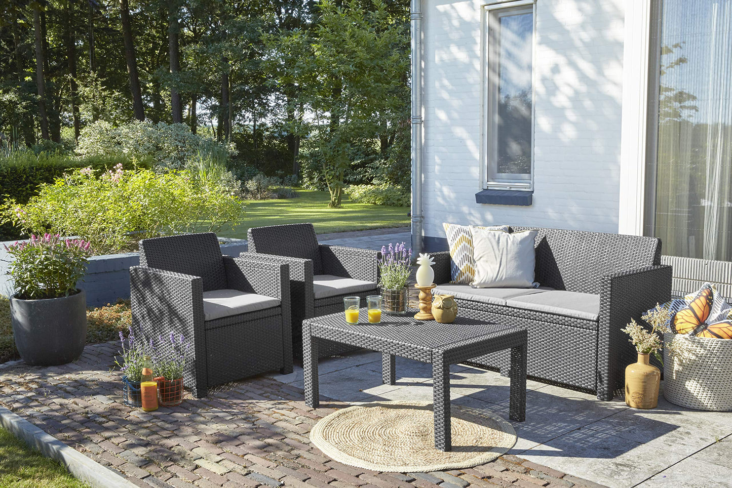 Merano Gartenlounge Set, Sofa, Sessel & Tisch Kunststoff