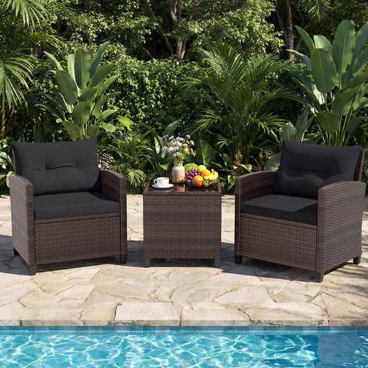 Gartenmöbel Set Rattan, Lounge Set für Balkon, 2 Personen