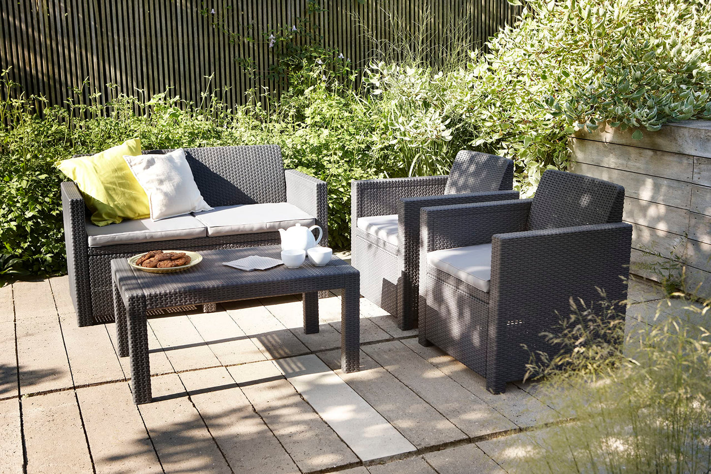 Merano Gartenlounge Set, Sofa, Sessel & Tisch Kunststoff