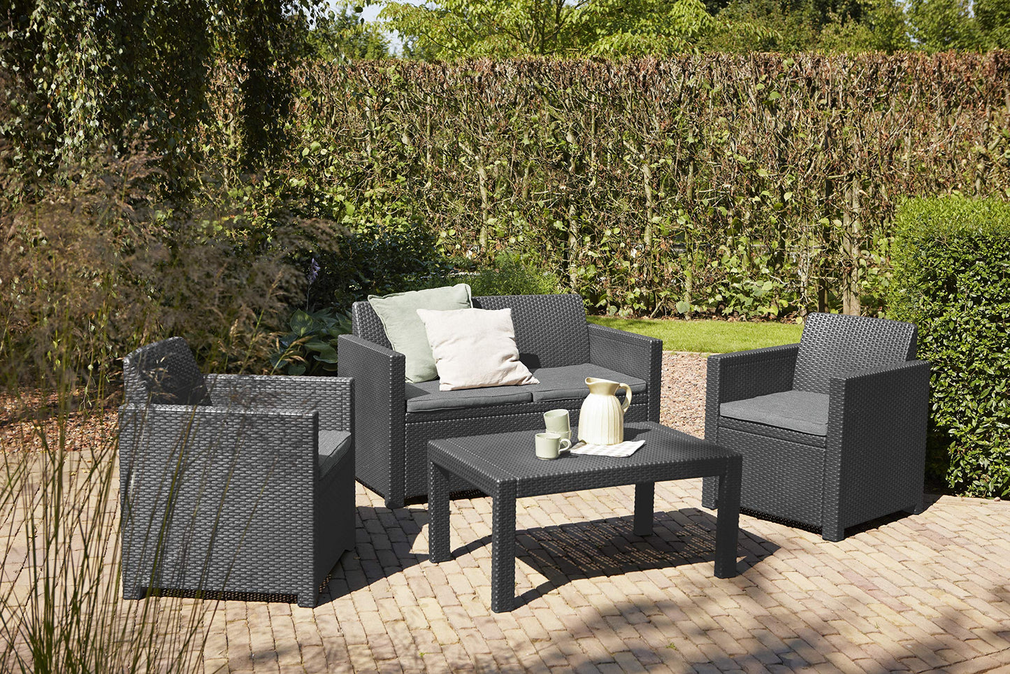 Merano Gartenlounge Set, Sofa, Sessel & Tisch Kunststoff